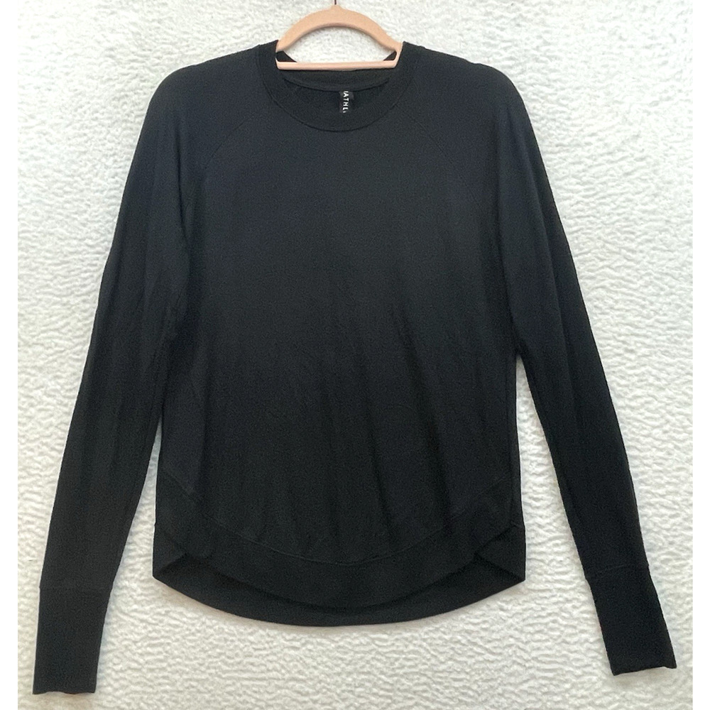 Athleta Sweatshirt Womens XS Black Mindset Crew Gym Workout Lounge Knit Outdoor